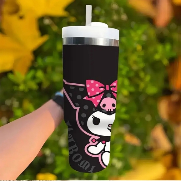 Kuromi Stainless Steel Tumbler with Handle And Straw - Picture 4 of 8